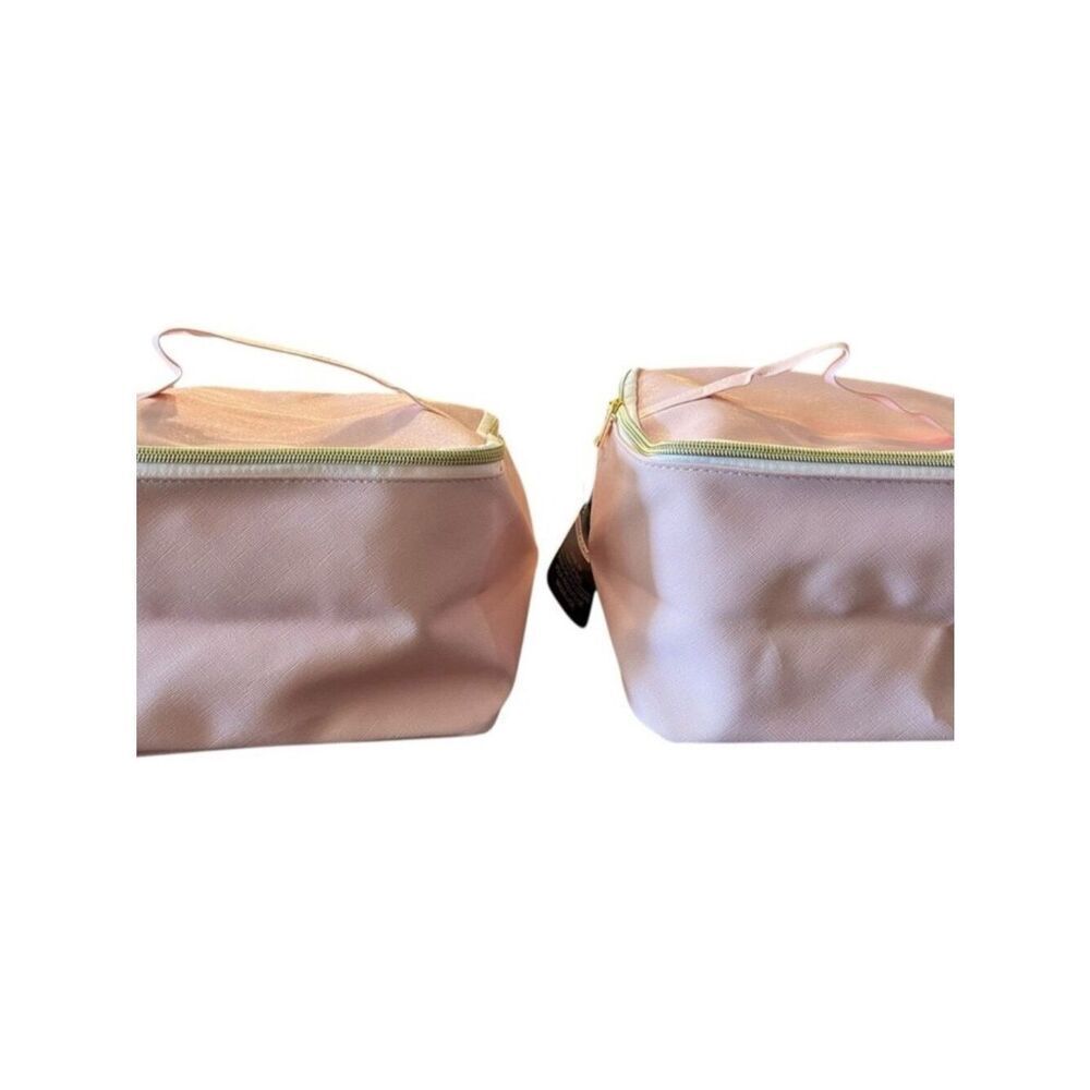 Sassy + Chic Large Zip Makeup Bag Light Pink Cosmetic Travel Bag Lot of 2 NWT
